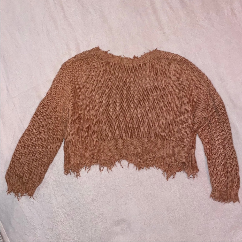 Wildfox Pullover Positano Tan V Neck Sweater size Large - Picture 3 of 9